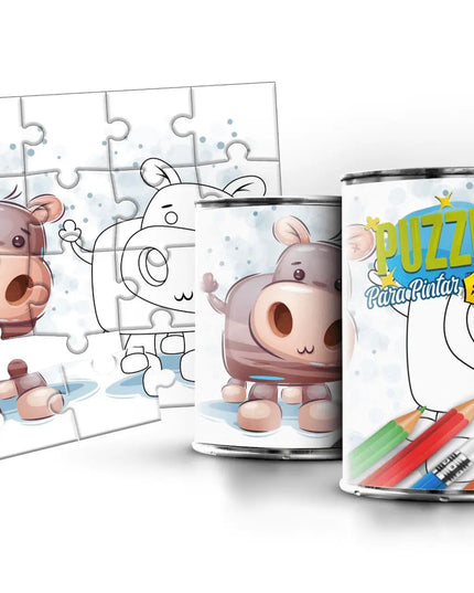 Puzzle em Lata para Pintar Hipopótamo - Bee my Gift