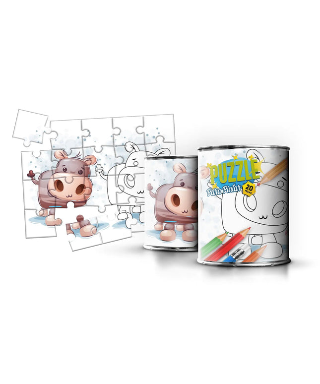 Puzzle em Lata para Pintar Hipopótamo - Bee my Gift