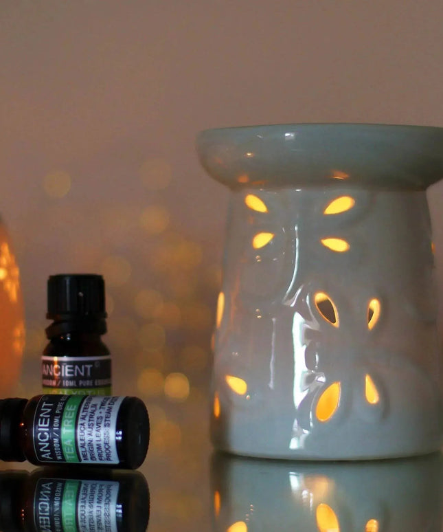 Queimador de óleo de cerâmica branca - Design de libélula para fragrâncias - Bee my Gift