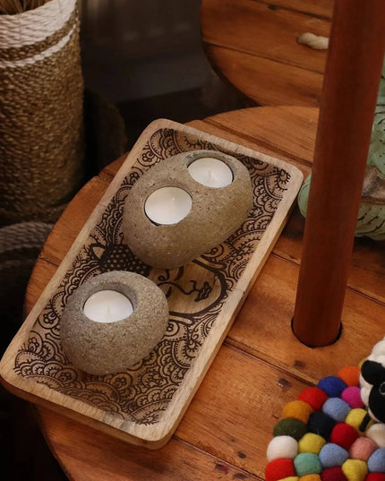 Riverstone Candle Holder for Nightlight and Decor - Bee my Gift