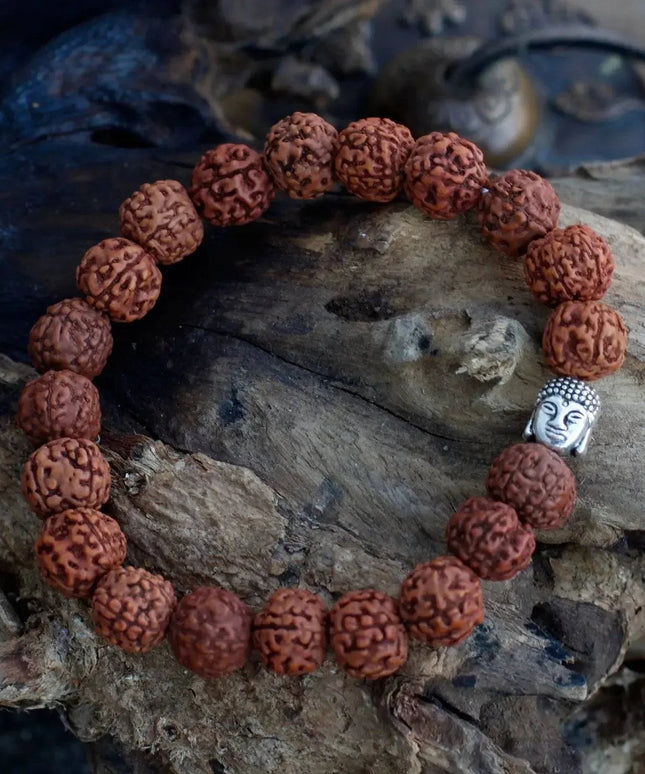 Rudraksha Buddah Bangle Mala - Brown - Bee my Gift