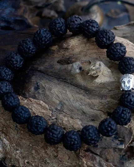 Rudraksha Buddah Bangle Mala - Dark - Bee my Gift