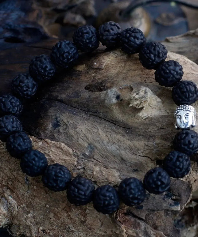 Rudraksha Buddah Bangle Mala - Dark - Bee my Gift