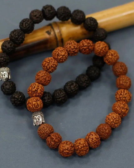 Rudraksha Buddah Bangle Mala - Dark - Bee my Gift