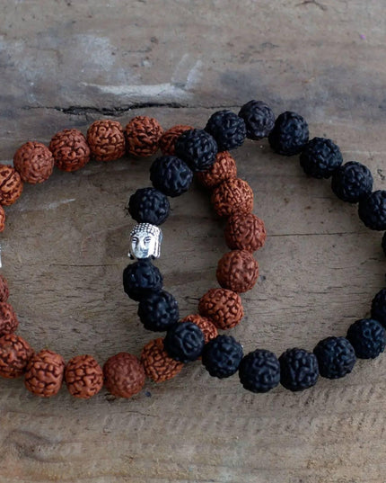 Rudraksha Buddah Bangle Mala - Dark - Bee my Gift