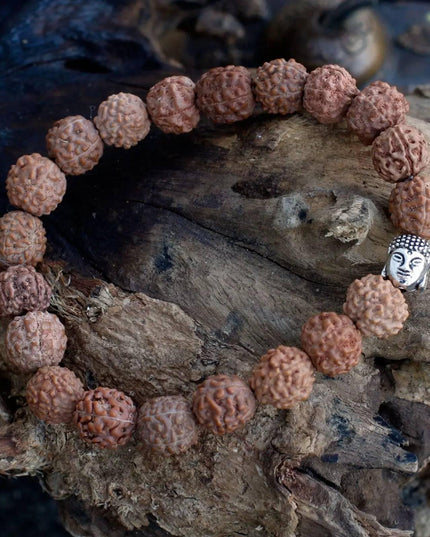 Rudraksha Buddah Bangle Mala - Natural - Bee my Gift