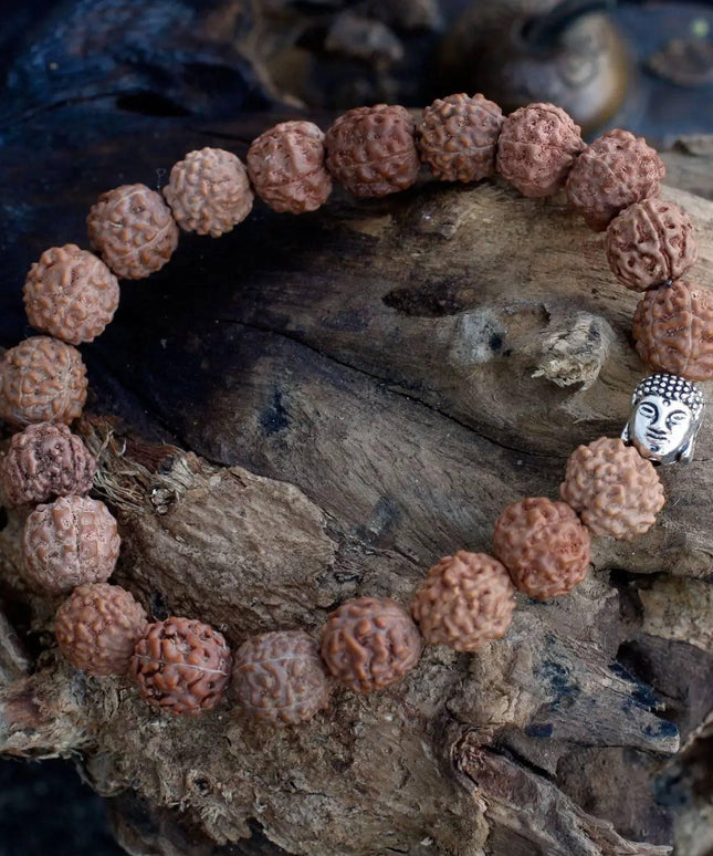 Rudraksha Buddah Bangle Mala - Natural - Bee my Gift