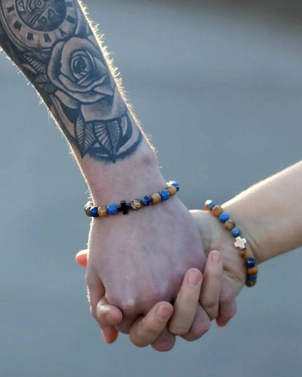 Set of 2 Gemstones Friendship Bracelets - Harmony - Rainbow Gemstones - Bee my Gift