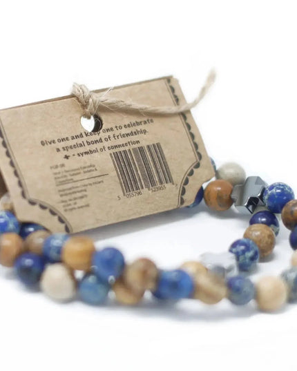 Set of 2 Gemstones Friendship Bracelets - Harmony - Rainbow Gemstones - Bee my Gift