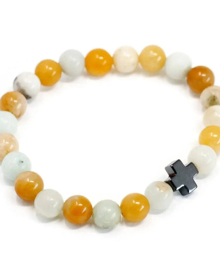 Set of 2 Gemstones Friendship Bracelets - Loyalty - Amazonite & Yellow Jasper - Bee my Gift