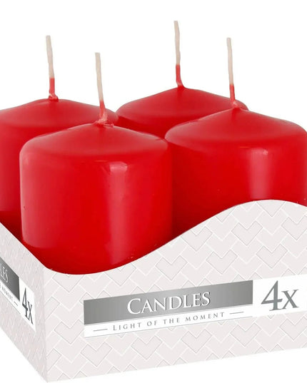 Set of Pillar Candles 40x60mm - Red - 4 pieces - Bee my Gift