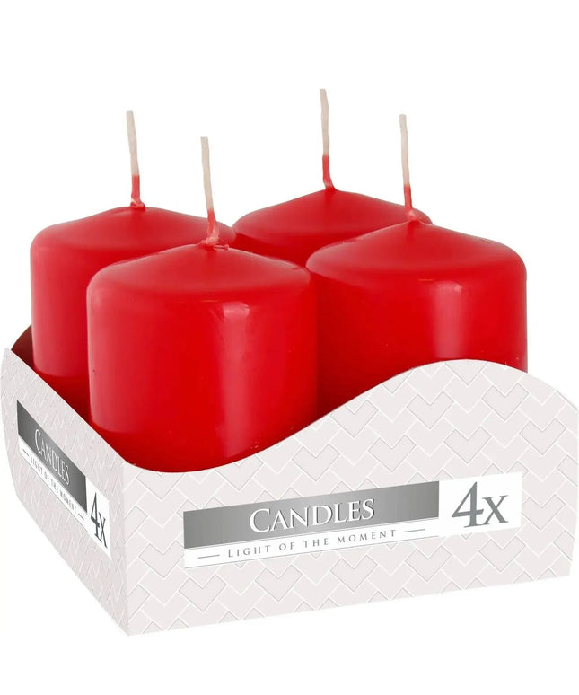 Set of Pillar Candles 40x60mm - Red - 4 pieces - Bee my Gift
