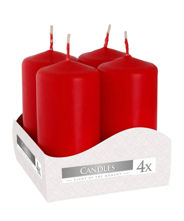 Set of Pillar Candles 40x80mm in Red - 4 Pieces - Bee my Gift