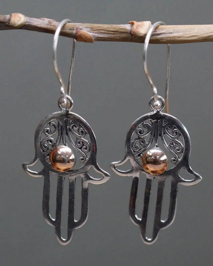 Silver & Gold Earring - Hamsa - Bee my Gift