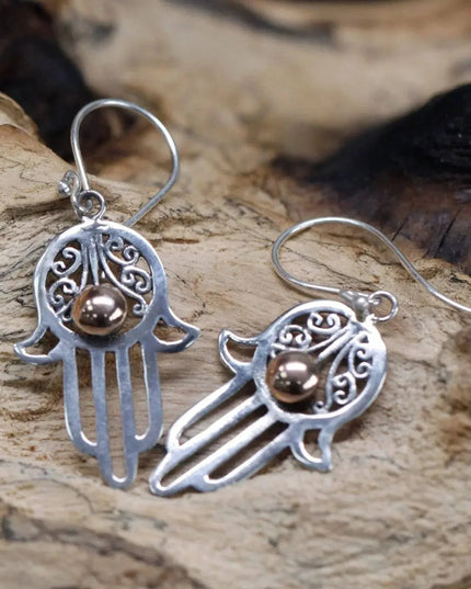 Silver & Gold Earring - Hamsa - Bee my Gift