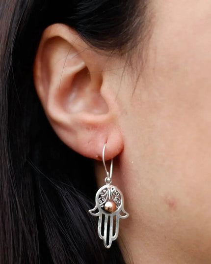 Silver & Gold Earring - Hamsa - Bee my Gift