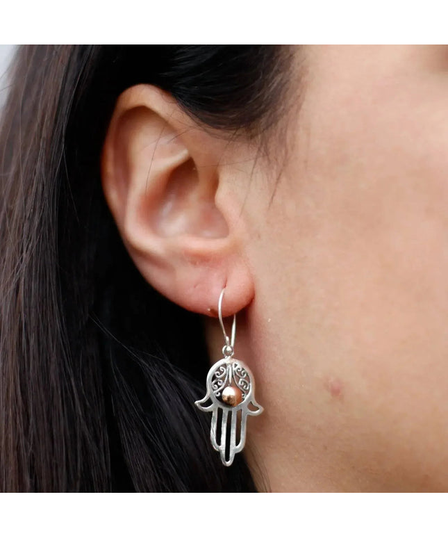 Silver & Gold Earring - Hamsa - Bee my Gift