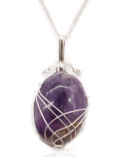 Swirl Wrapped Gemstone Necklace - Amethyst - Bee my Gift