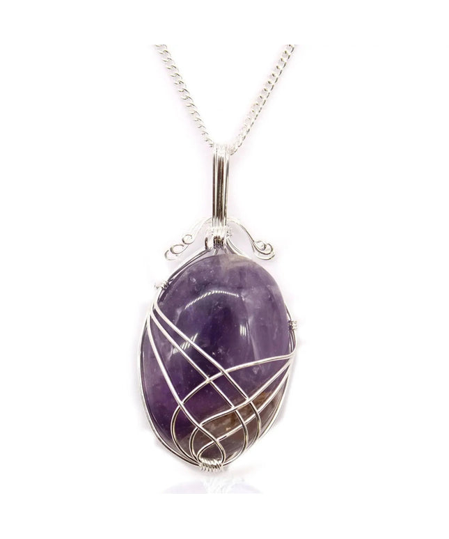 Swirl Wrapped Gemstone Necklace - Amethyst - Bee my Gift
