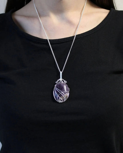 Swirl Wrapped Gemstone Necklace - Amethyst - Bee my Gift