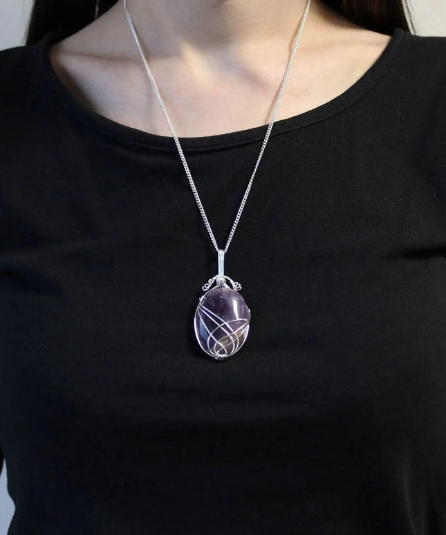 Swirl Wrapped Gemstone Necklace - Amethyst - Bee my Gift