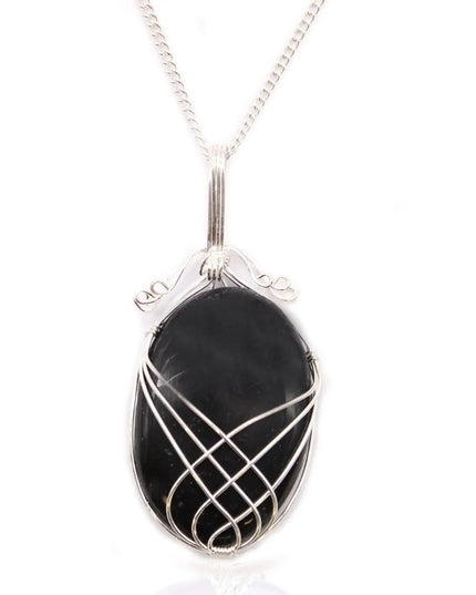 Swirl Wrapped Gemstone Necklace - Black Onyx - Bee my Gift