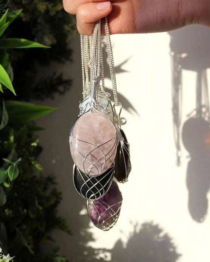 Swirl Wrapped Gemstone Necklace - Black Onyx - Bee my Gift