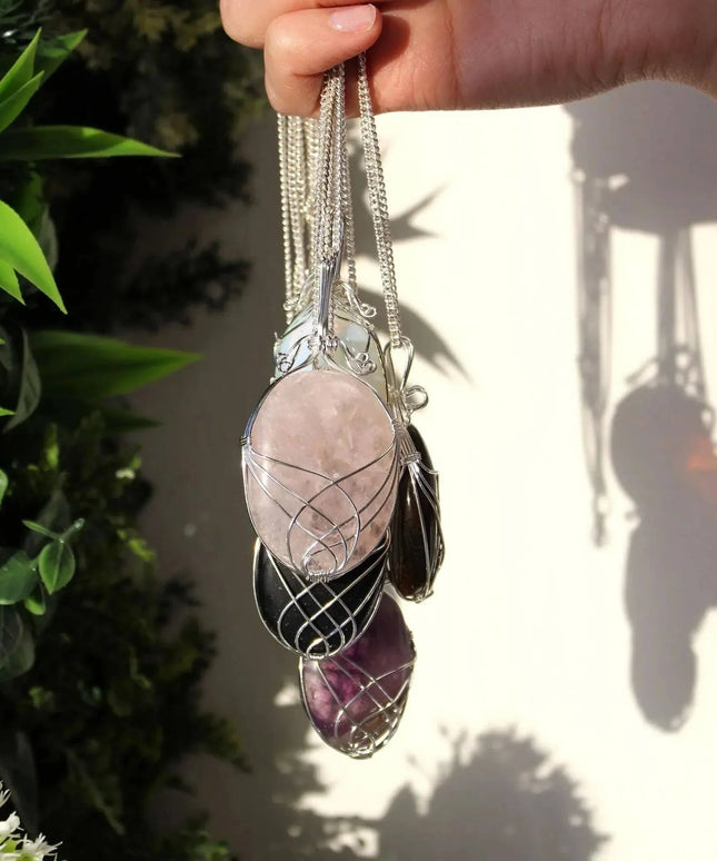 Swirl Wrapped Gemstone Necklace - Black Onyx - Bee my Gift