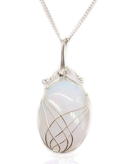 Swirl Wrapped Gemstone Necklace - Opalite - Bee my Gift