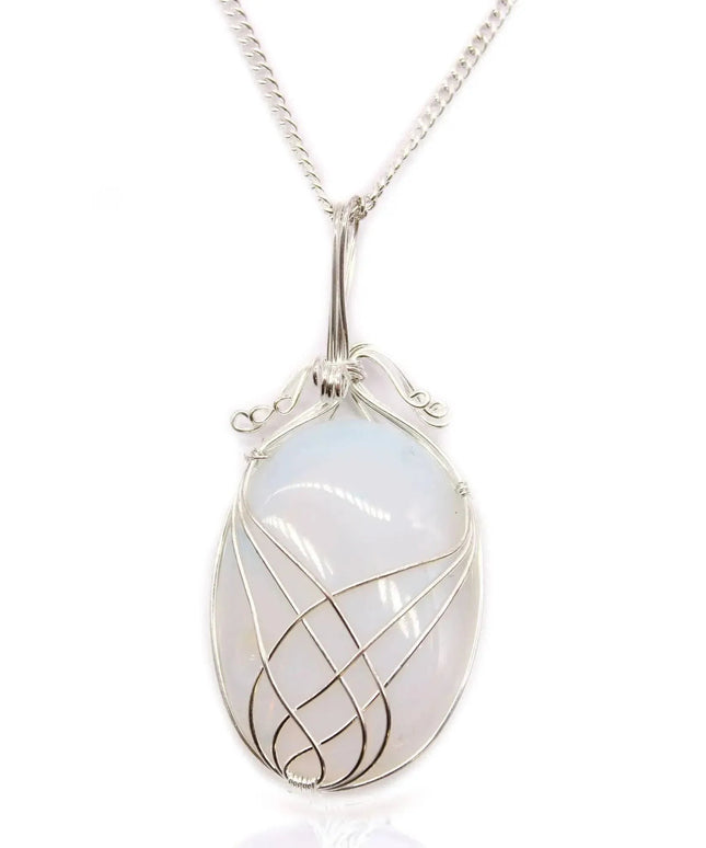 Swirl Wrapped Gemstone Necklace - Opalite - Bee my Gift