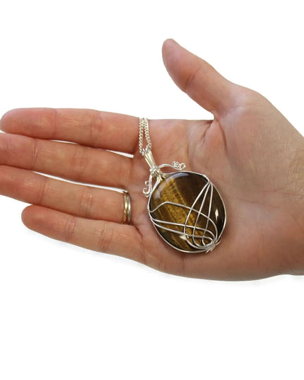 Swirl Wrapped Gemstone Necklace - Tiger Eye - Bee my Gift