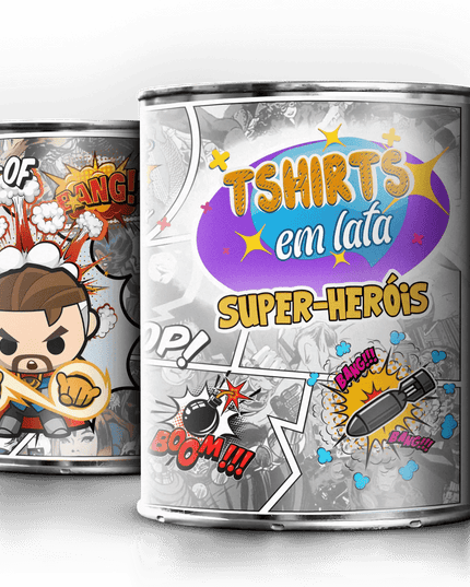 T-Shirt em Lata Super Heróis - Bee my Gift