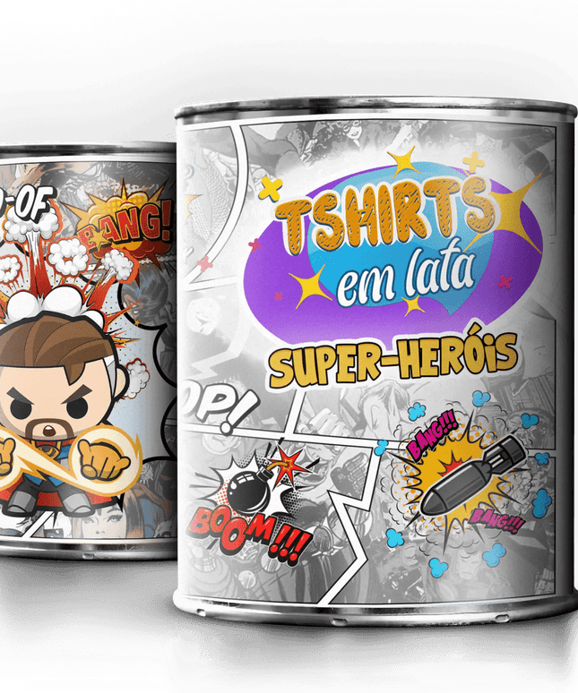 T-Shirt em Lata Super Heróis - Bee my Gift