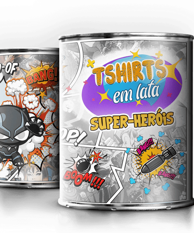 T-Shirt em Lata Super Heróis - Bee my Gift