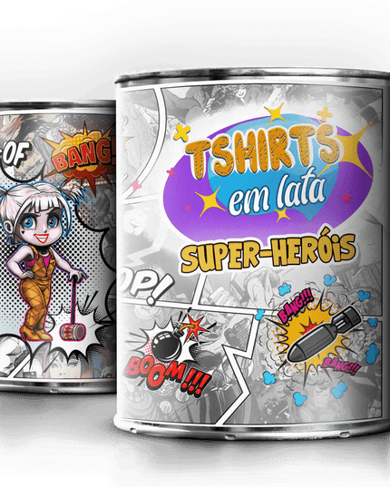 T-Shirt em Lata Super Heróis - Bee my Gift