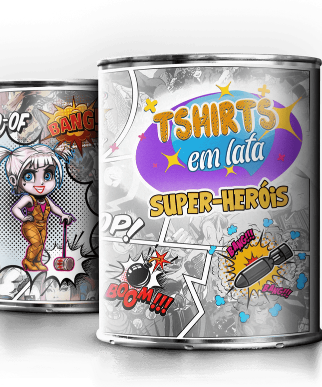 T-Shirt em Lata Super Heróis - Bee my Gift