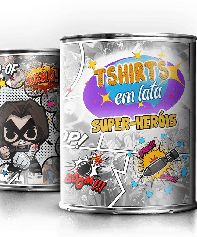 T-Shirt em Lata Super Heróis - Bee my Gift