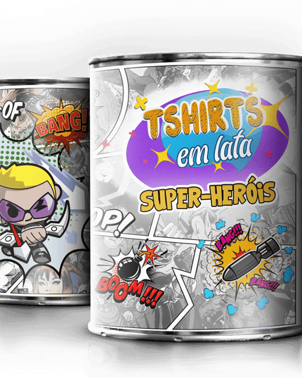 T-Shirt em Lata Super Heróis - Bee my Gift