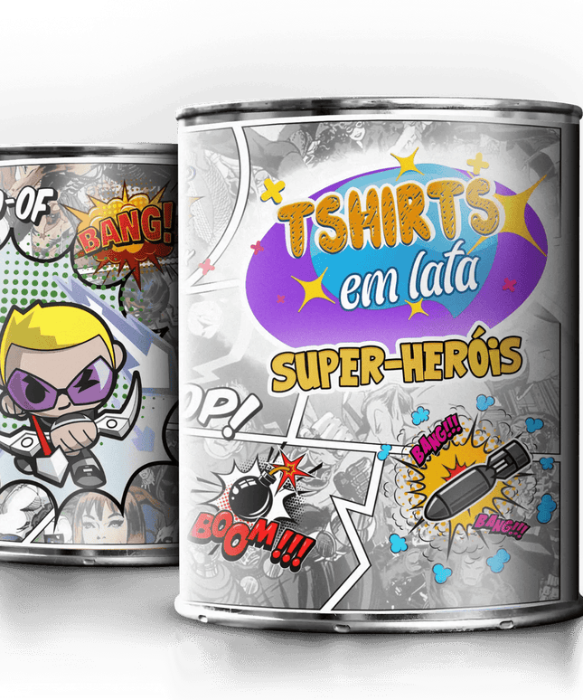 T-Shirt em Lata Super Heróis - Bee my Gift