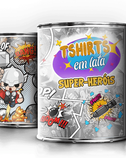 T-Shirt em Lata Super Heróis - Bee my Gift