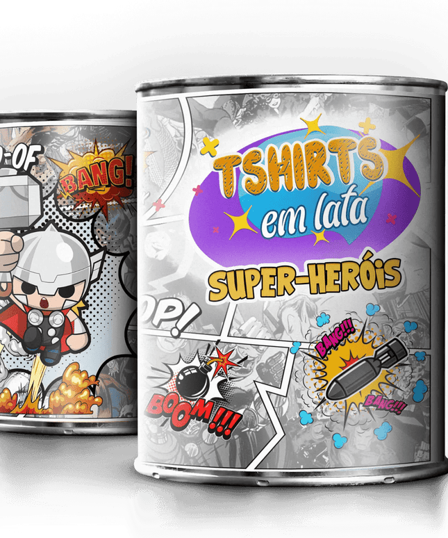 T-Shirt em Lata Super Heróis - Bee my Gift