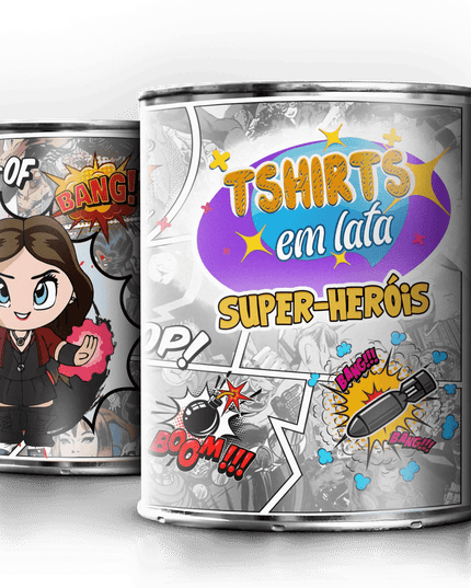 T-Shirt em Lata Super Heróis - Bee my Gift