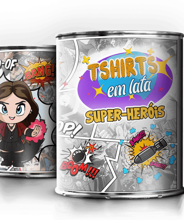 T-Shirt em Lata Super Heróis - Bee my Gift