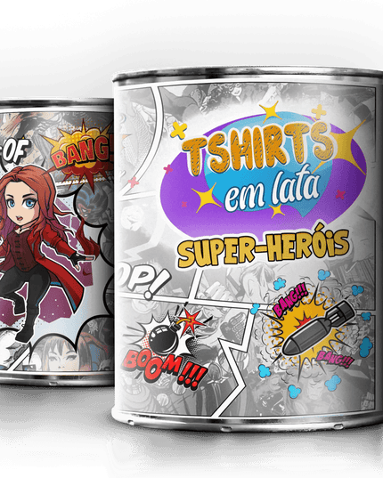 T-Shirt em Lata Super Heróis - Bee my Gift
