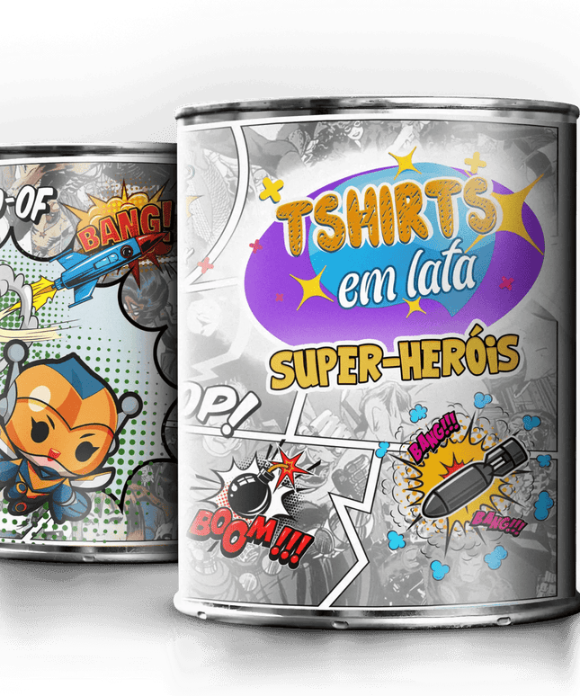 T-Shirt em Lata Super Heróis - Bee my Gift