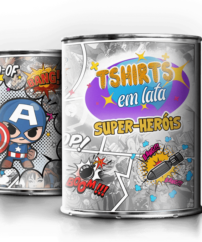 T-Shirt em Lata Super Heróis Marvel - Bee my Gift