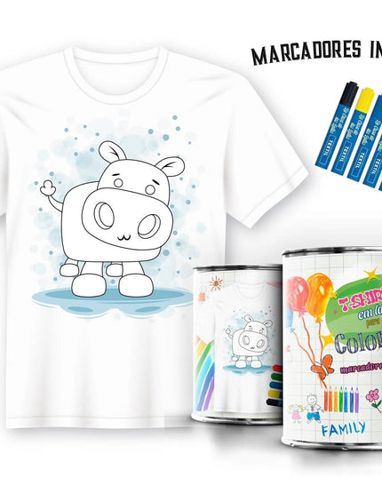 T-Shirt para Pintar em Lata Hipopótamo - Bee my Gift