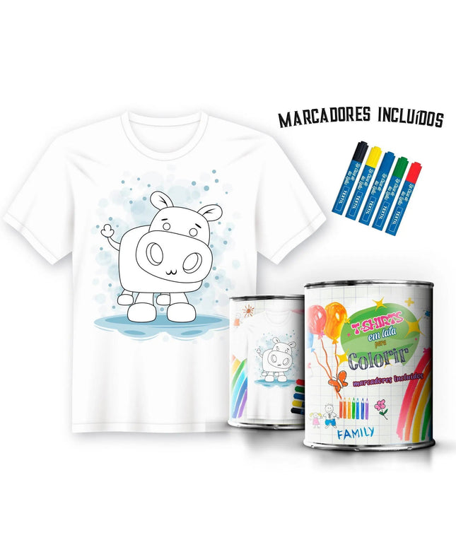 T-Shirt para Pintar em Lata Hipopótamo - Bee my Gift