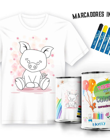 T-Shirt para Pintar em Lata Porquinho - Bee my Gift