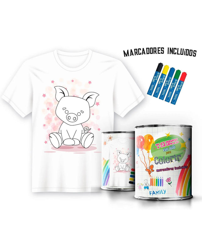 T-Shirt para Pintar em Lata Porquinho - Bee my Gift